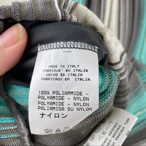 M by Missoni Turquoise and Gray Striped Knit Skirt Sz 4 - Picture 5 of 7